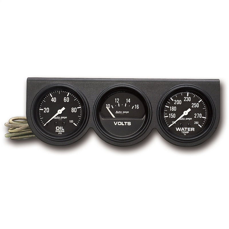 Autometer Gauge Console Oilp/Wtmp/Volt 2 5/8", 100Psi/280 Deg F/16V Blk Dial 2398 Photo - Primary