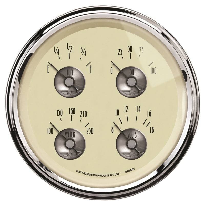 AutoMeter Gauge Quad 5in. 0 Ohm(e) to 90 Ohm(f) Elec Prestige Antq. Ivory 2009 2009 Photo - Primary