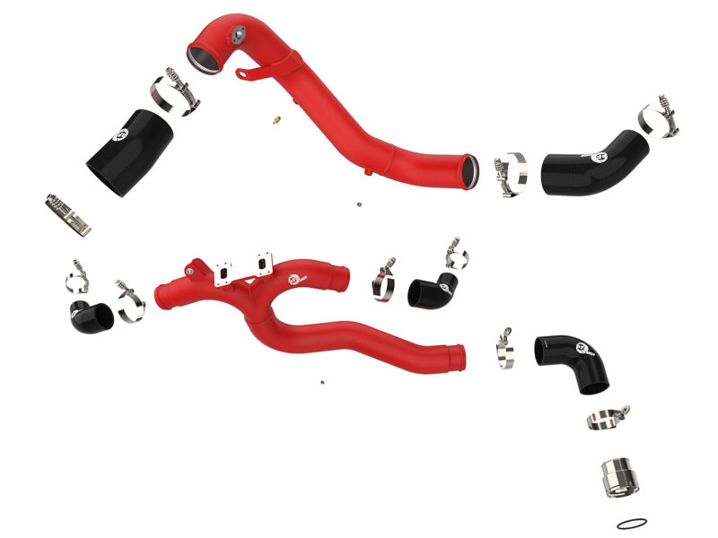aFe 18-21 Kia Stinger V6-3.3L BladeRunner Alum Hot/Cold Charge Pipe Kit Red 46-20504-R 46-20504-R Photo - Unmounted