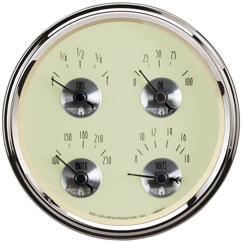 AutoMeter Gauge Quad 5in. 240 Ohm(e) to 33 Ohm(f) Elec Prestige Antq. Ivory 2010 2010 Photo - Primary