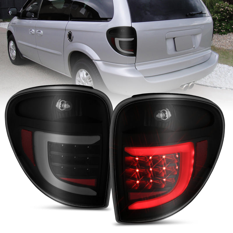 ANZO 2004-2007 Dodge Grand Caravan LED Tail Lights w/ Light Bar Black Housing Smoke Lens 311366 311366 Photo - Primary