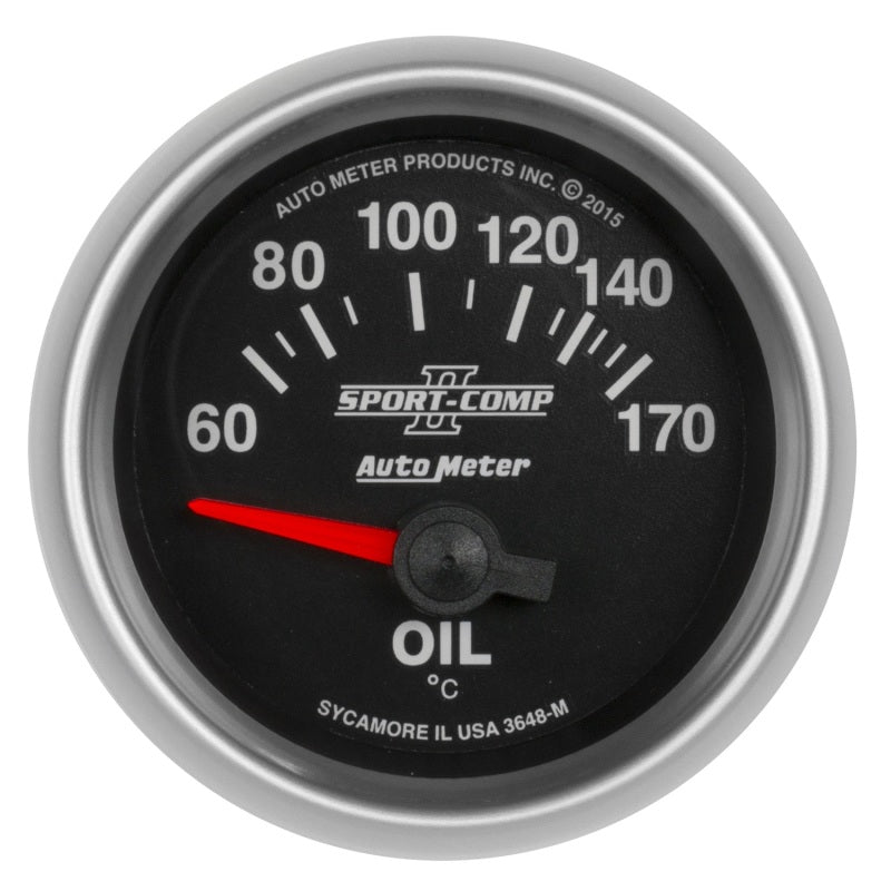Autometer Gauge, Oil Temp, 2 1/16", 60-170 Deg. F, Electric, Sport-Comp II 3648-M Photo - Primary