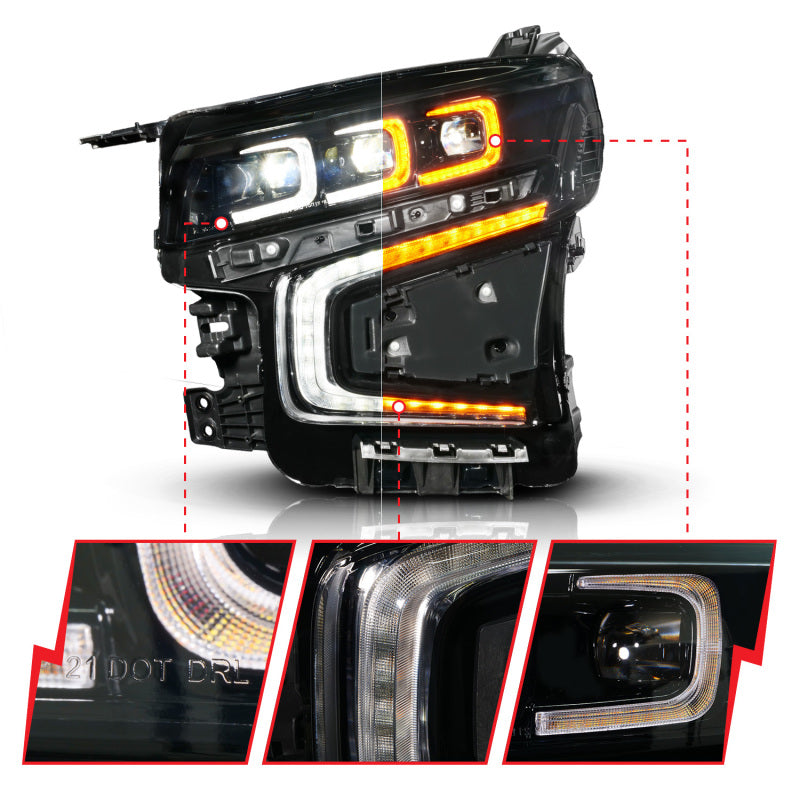 ANZO 21-23 Chevy Tahoe/Suburban LED Light Bar Style Headlights Black w/ Squential DRL (Right Side) 111636X-R 111636X-R User 1