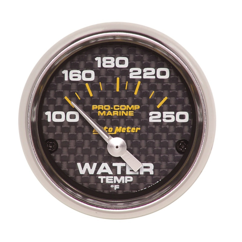 Autometer Gauge, Water Temp, 2 1/16" 100-250 Deg. F Electric Marine Carbon Fiber 200762-40 User 1