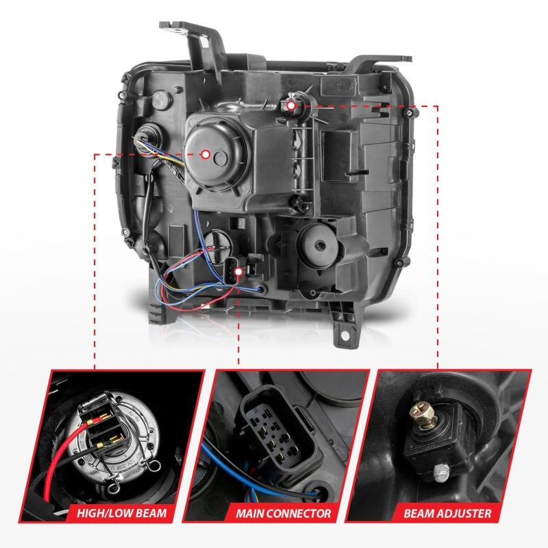 ANZO 14-15 GMC Sierra 1500/2500HD/3500HD Plank Style Projector Headlight - Chrome Housing 111553 111553 Photo - Unmounted