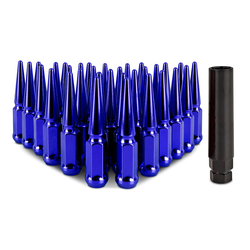Mishimoto Mishimoto Steel Spiked Lug Nuts M14 x 1.5 32pc Set Blue MMLG-SP1415-32BL MMLG-SP1415-32BL Photo - Primary