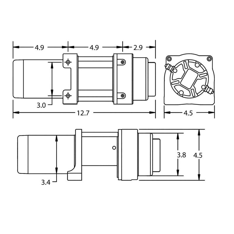 Superwinch 2500 LBS 12V DC 3/16in x 40ft Steel Rope Terra 2500 Winch - Gray Wrinkle 1125260 1125260 Line Art