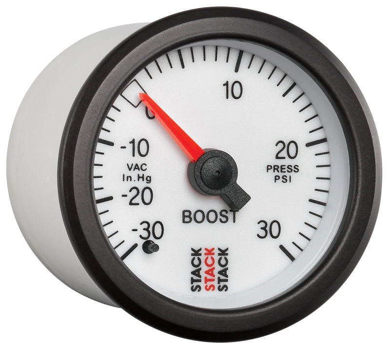 Autometer Stack 52mm -30INHG to +30 PSI (Incl T-Fitting) Mechanical Boost Pressure Gauge - White ST3162 ST3162 User 5