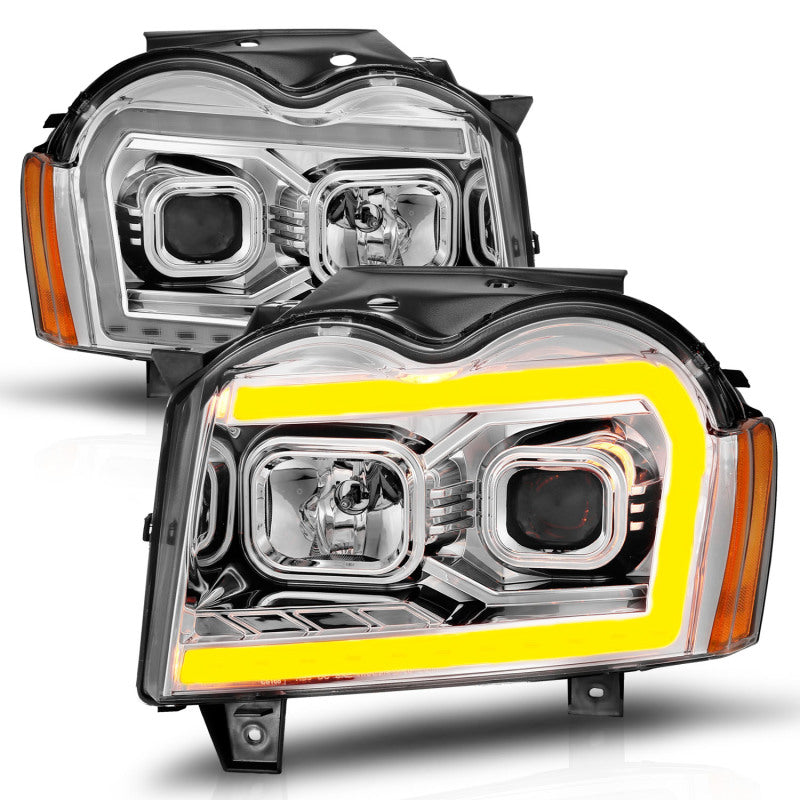 ANZO 05-07 Jeep Grand Cherokee Projector Headlights - w/ Light Bar Switchback Chrome Housing 111544 111544 Photo - Unmounted