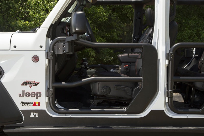 Rugged Ridge Tube Doors Kit, Front, Textured Black, Mirrors; 18-18 Jeep Wrangler JL 11509.15 Photo - Mounted