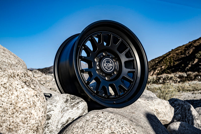 ICON Anza 17x8.5 6x120 0mm Offset 4.75in BS 67mm Hub Bore Satin Black Wheel 8217859447SB 8217859447SB Photo - lifestyle view