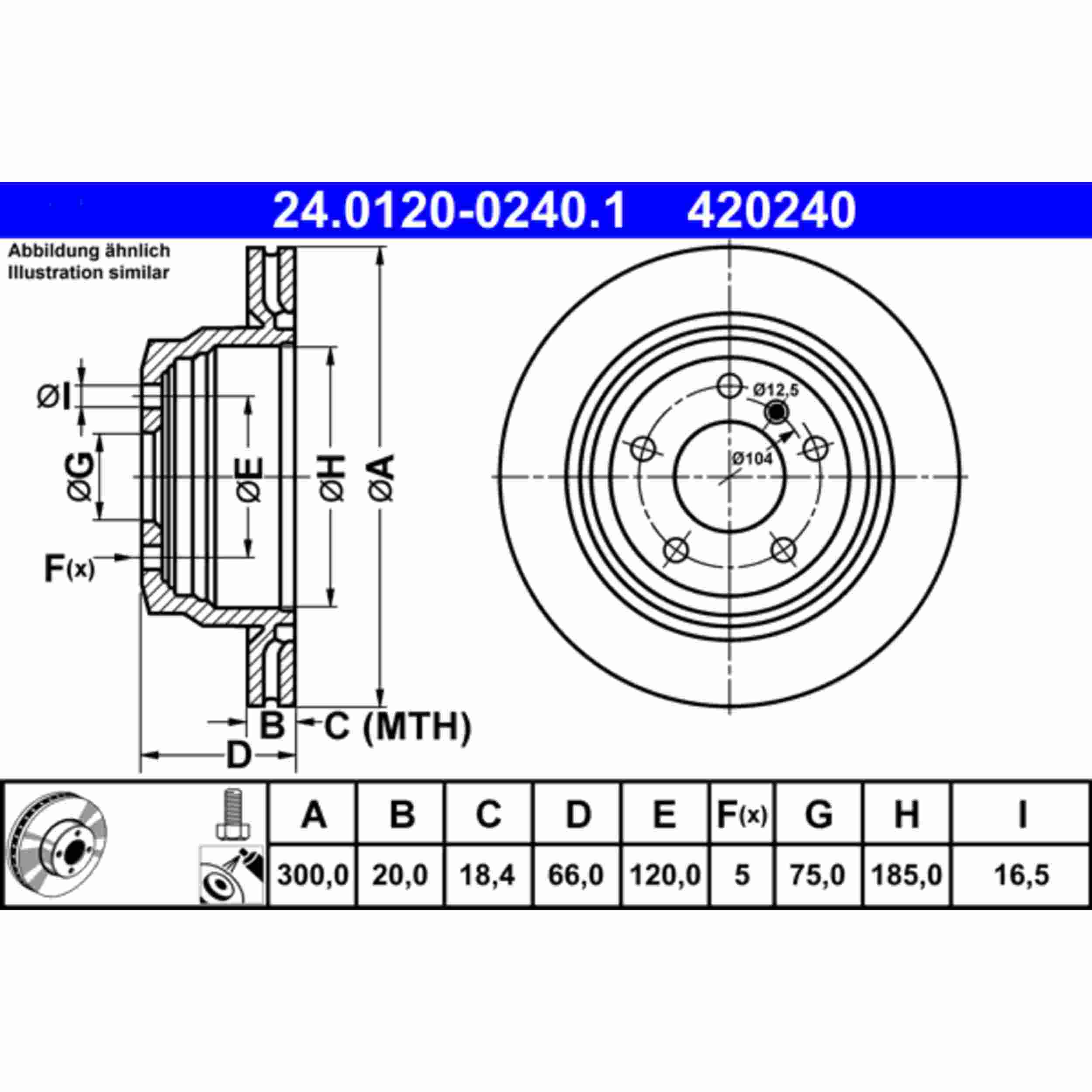 ATE Disc Brake Rotor 420240