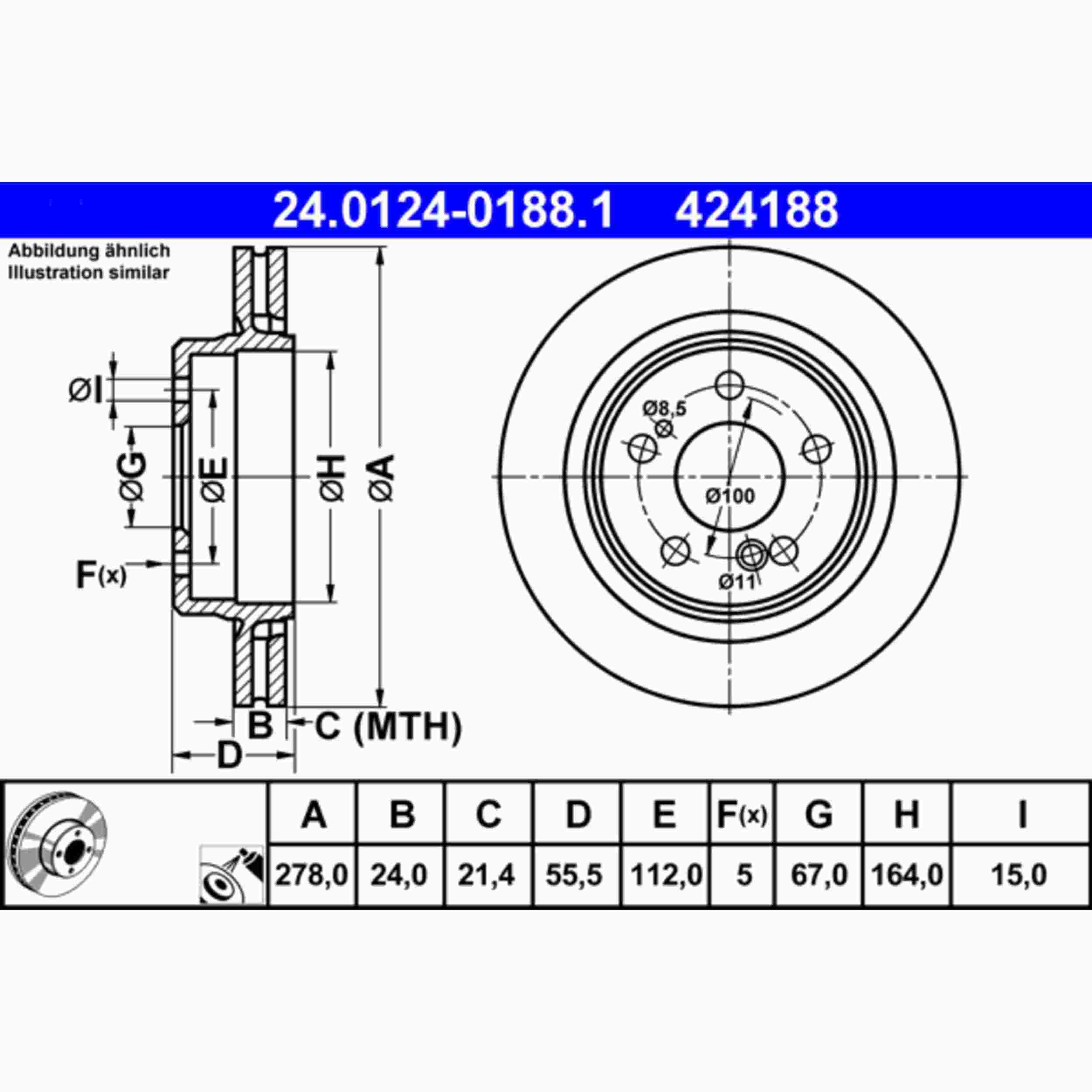 ATE Disc Brake Rotor 424188