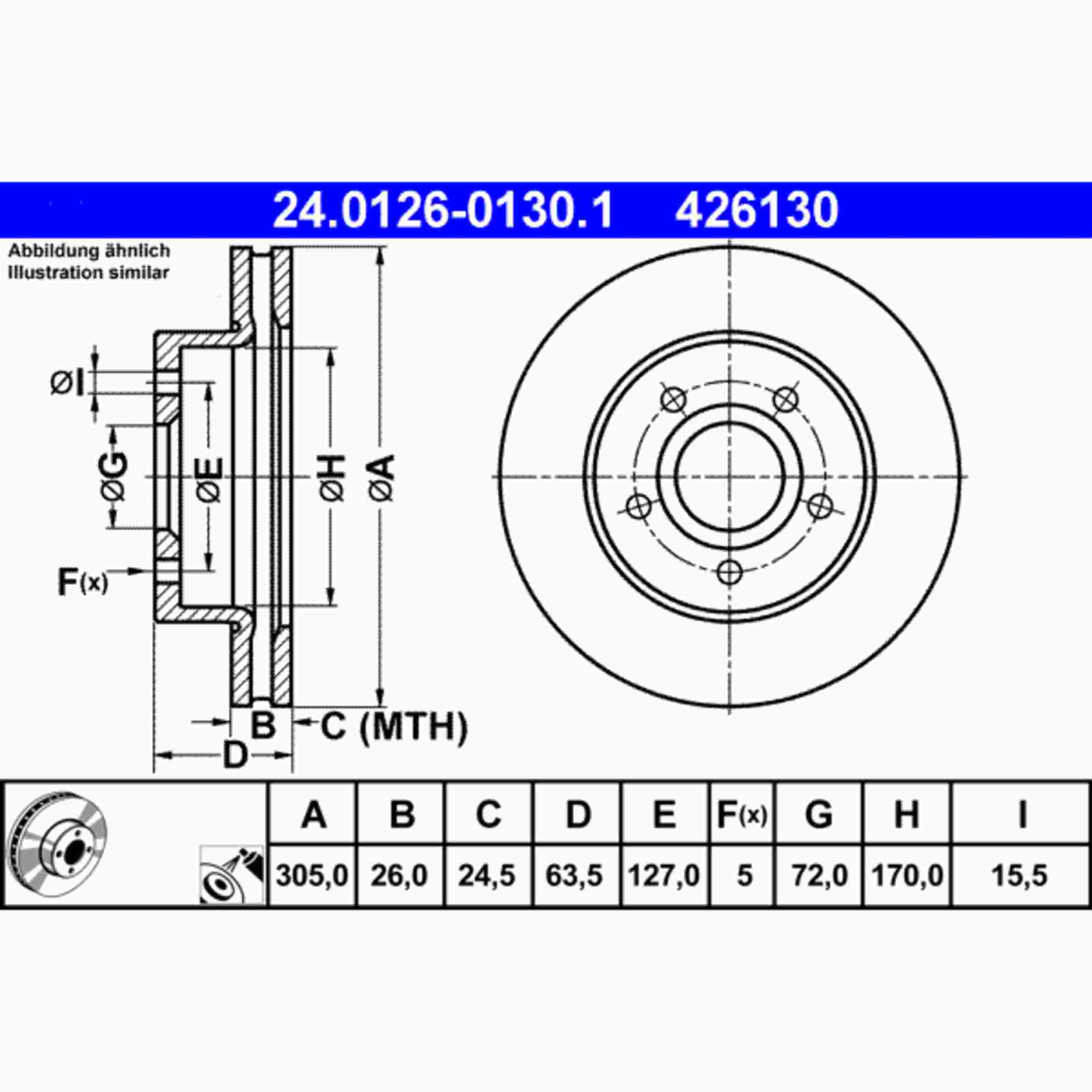 ATE Disc Brake Rotor 426130