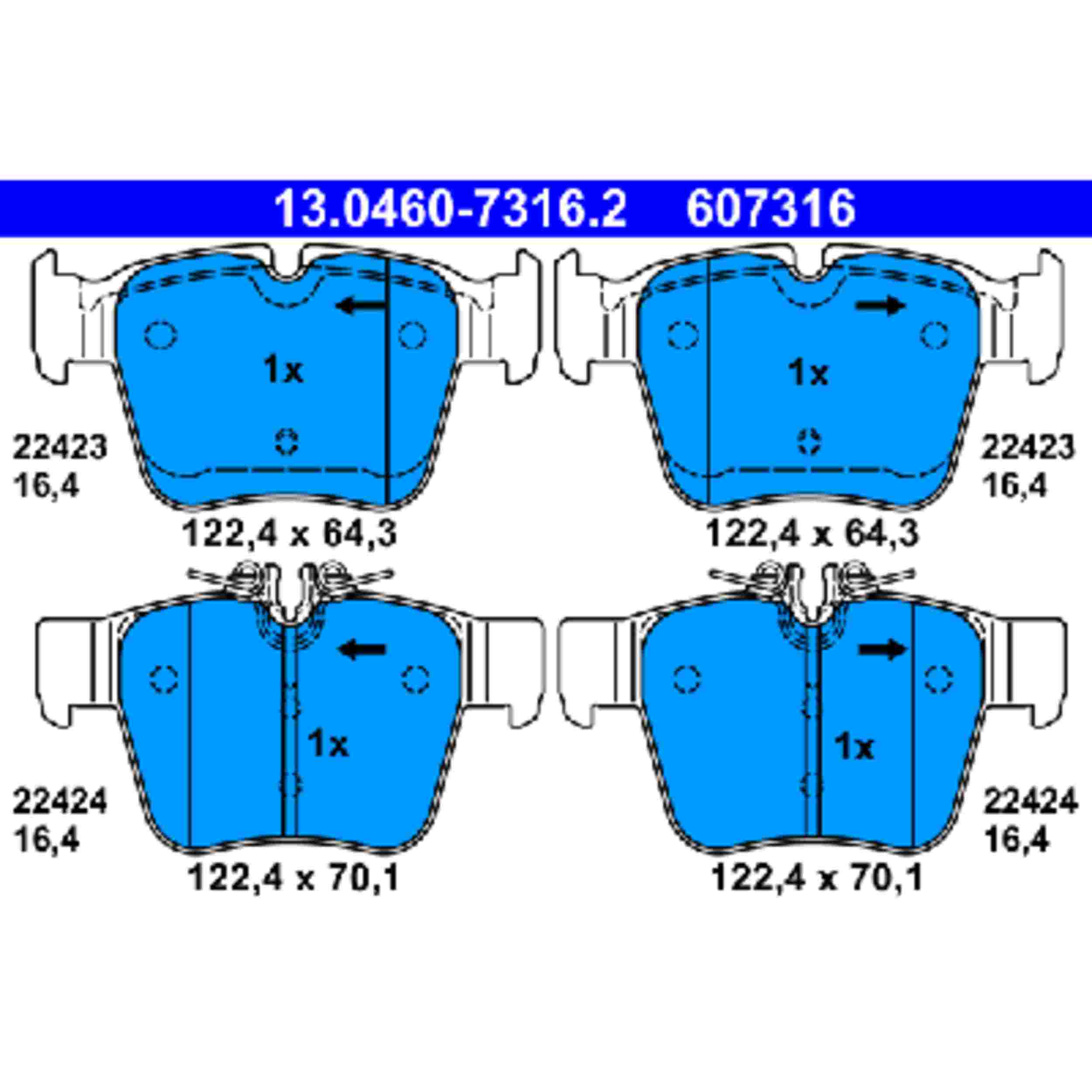 ATE Disc Brake Pad Set 607316