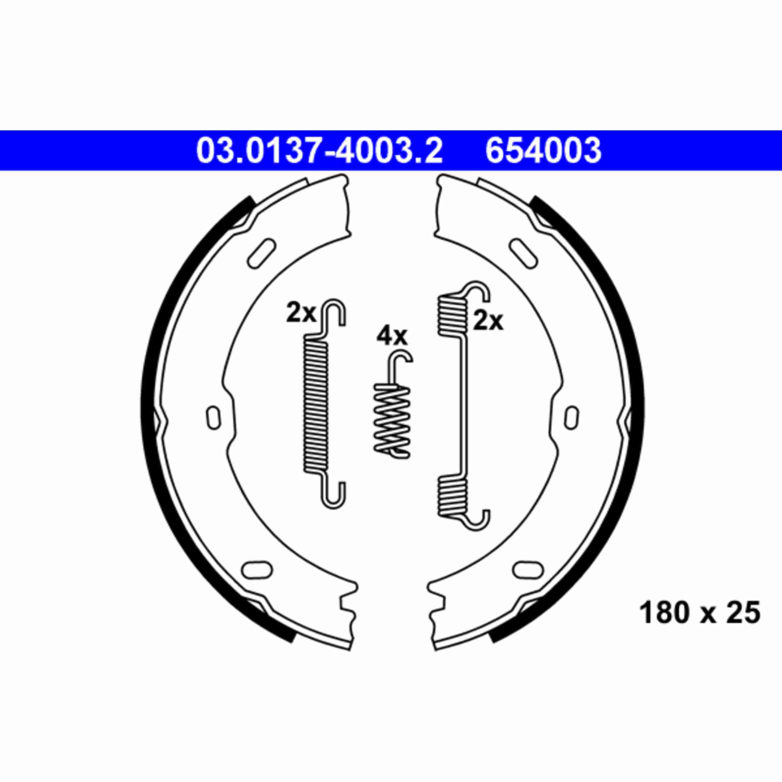 ATE Parking Brake Shoe Set 654003