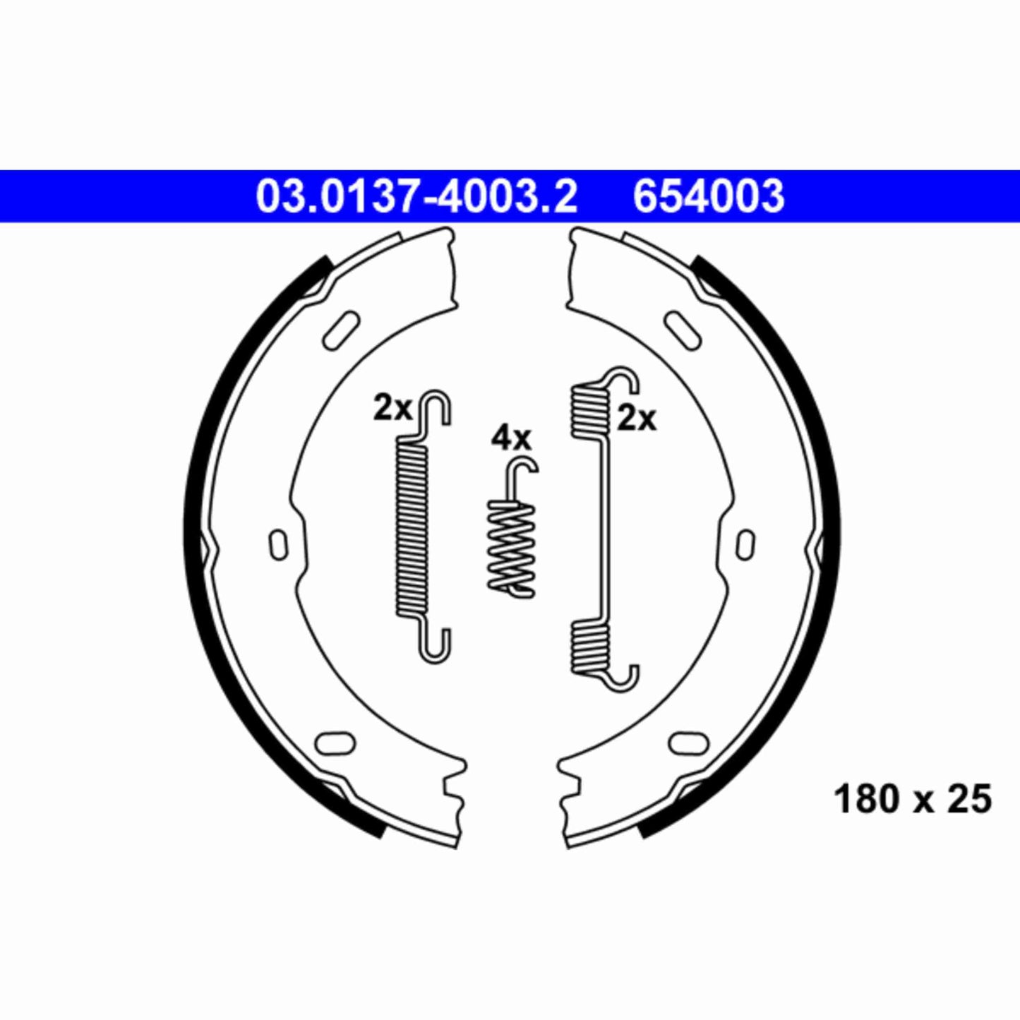 ATE Parking Brake Shoe Set 654003