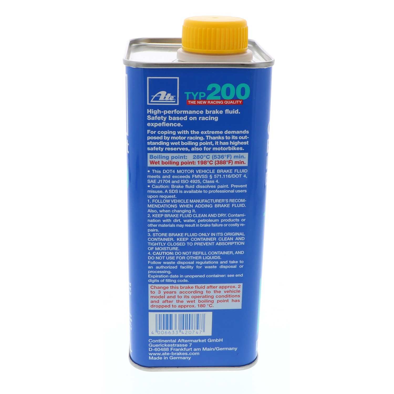 ATE Type 200 DOT4 Amber Racing Brake Fluid 1L