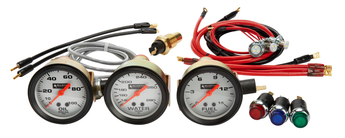Allstar Performance 3 Gauge Kit OP/WT/FP Gauge Kits Analog Gauge Kits main image