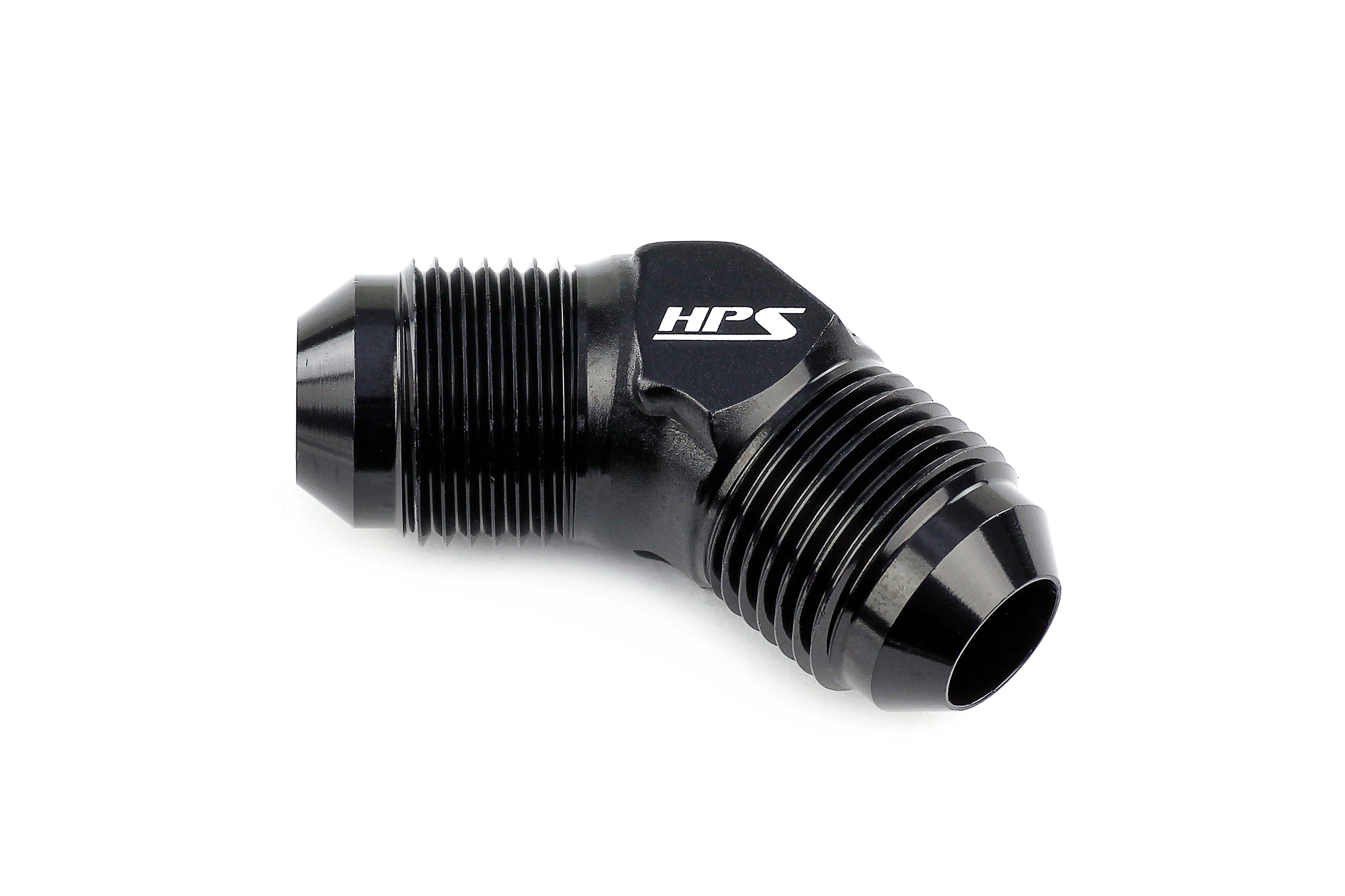 HPS Performance Straight/ 45-90 Degree 3-16 AN Male to Male Union Adapter, Aluminum, Black