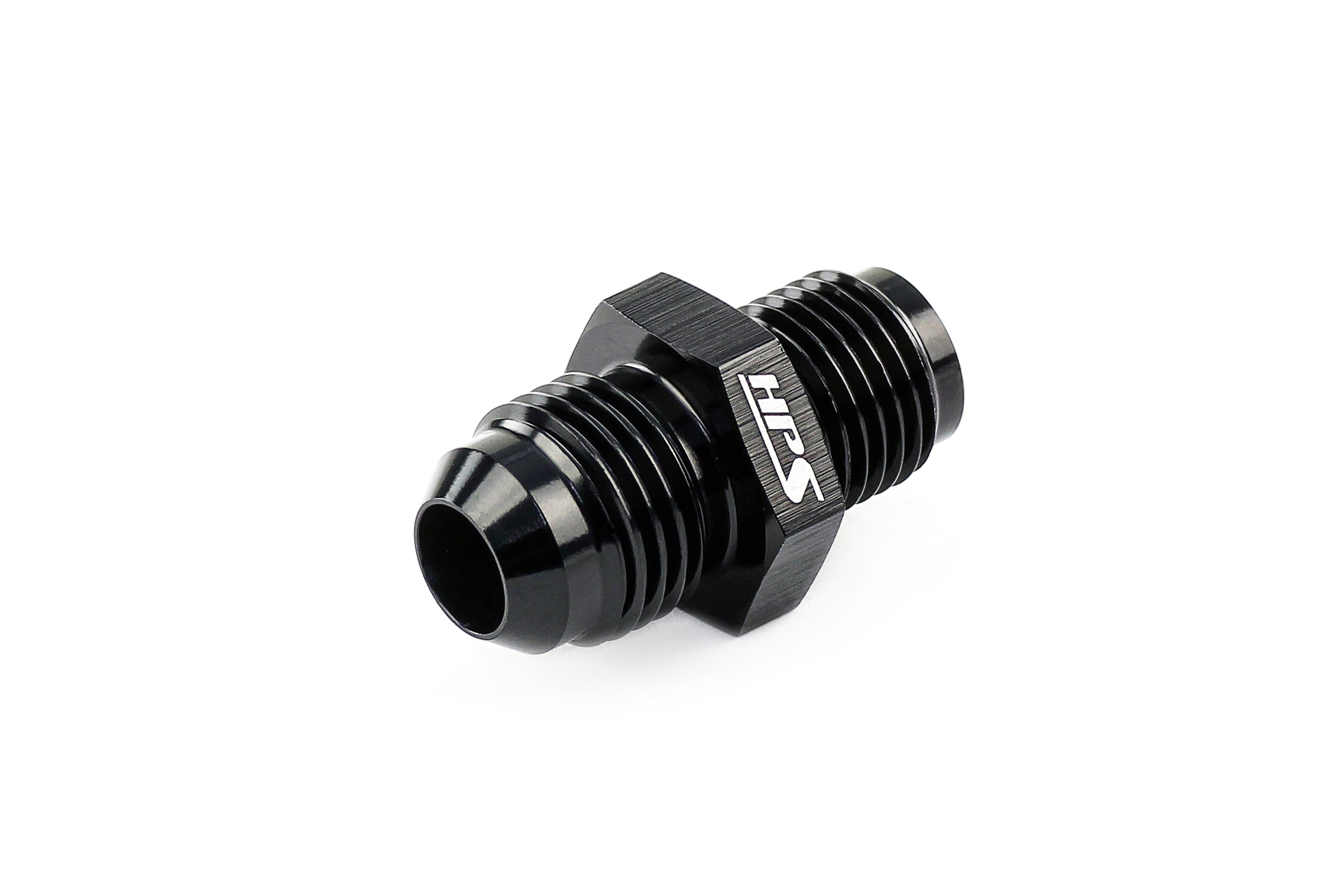 HPS AN Male to Inverted Flare Male Power Steering Adapter, Aluminum, Black