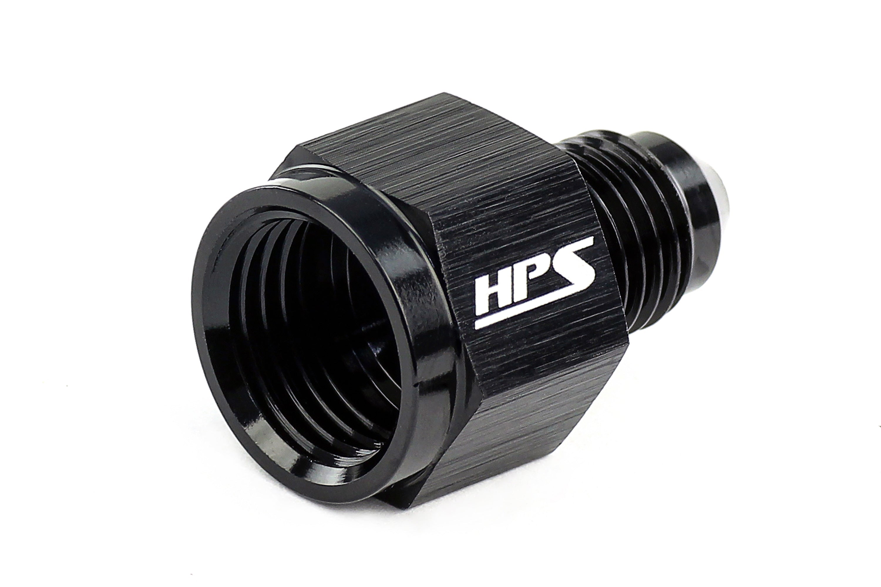 HPS AN Female to AN Male Reducer Adapter, Aluminum, Black