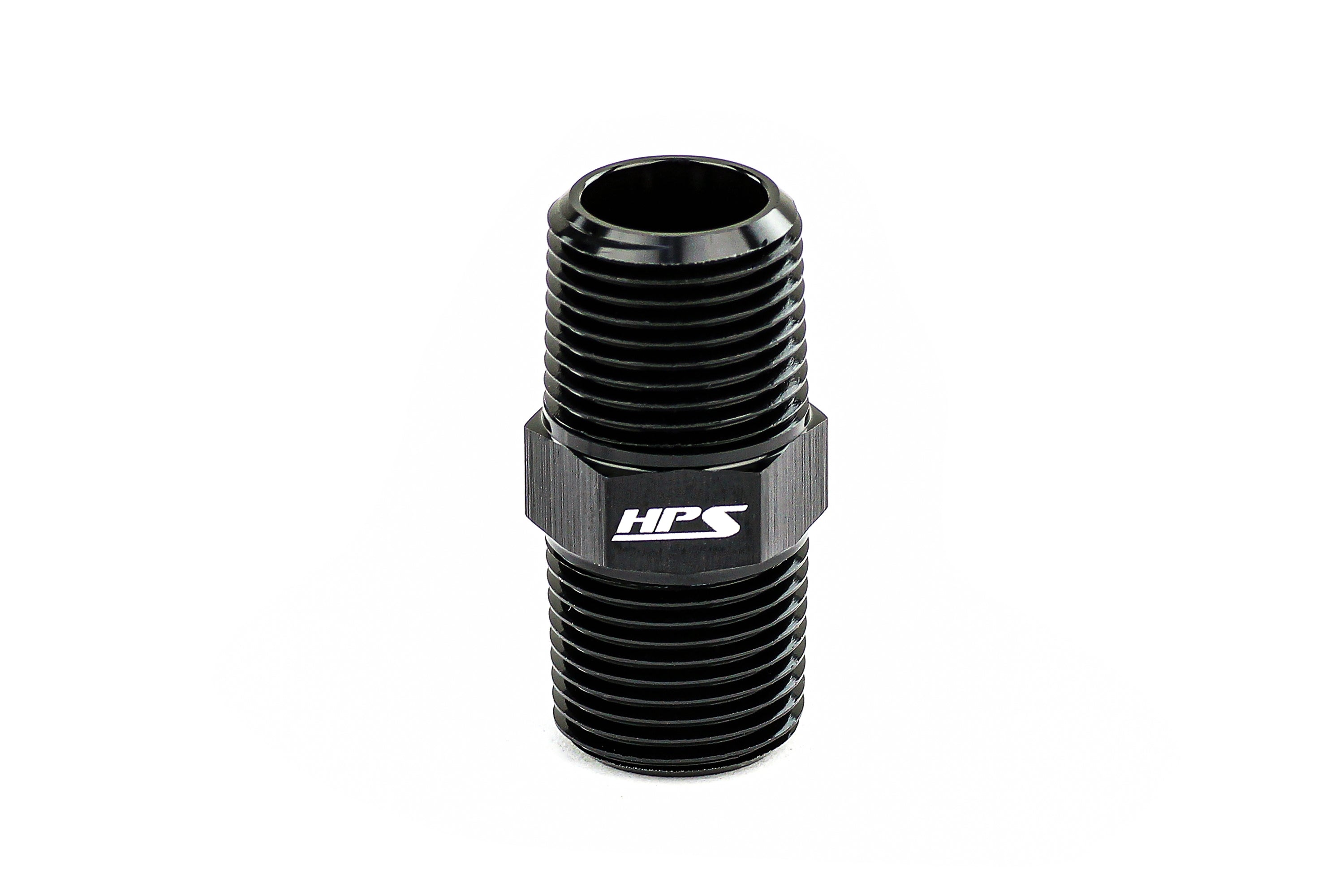 HPS Straight NPT Male To NPT Male Union Coupler Adapter, Aluminum, Black