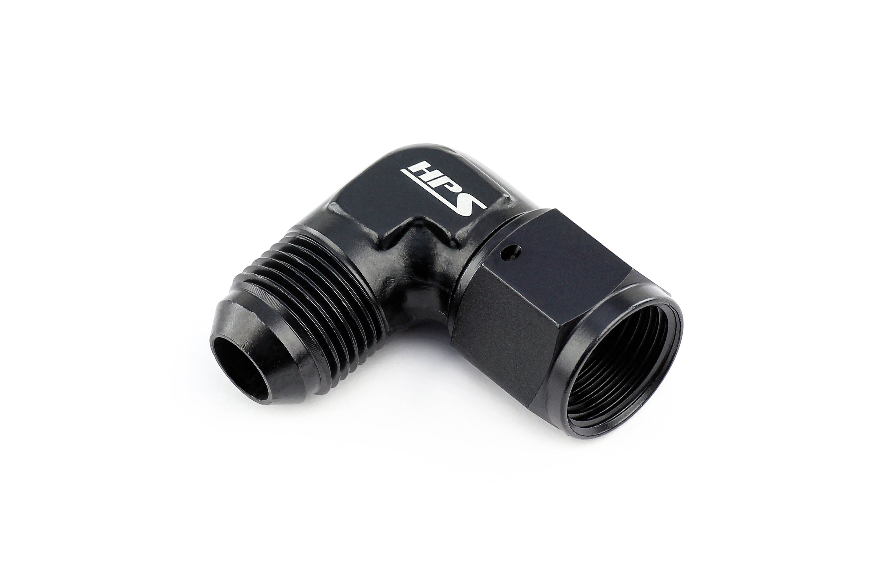 HPS Performance 45-90 Degree 4-12 AN Male to Female Swivel Adapter, Aluminum, Black