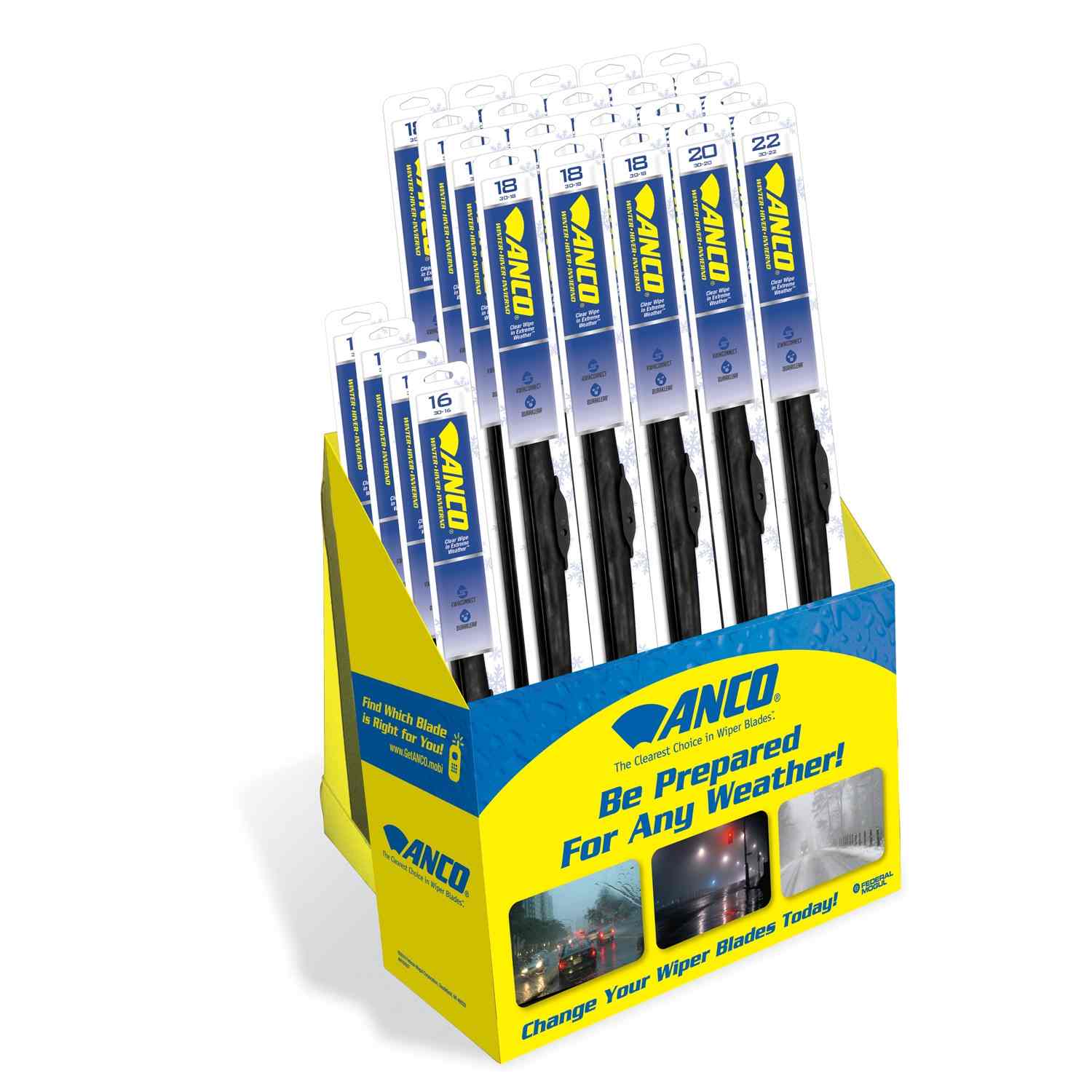 Anco Corrugated Shelf-shipper Wiper Blade Assortment