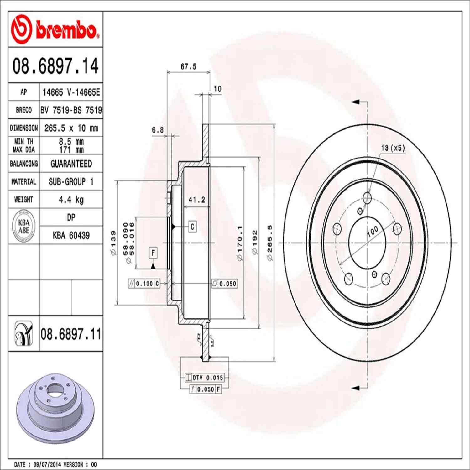 Brembo Disc Brake Rotor 08.6897.11