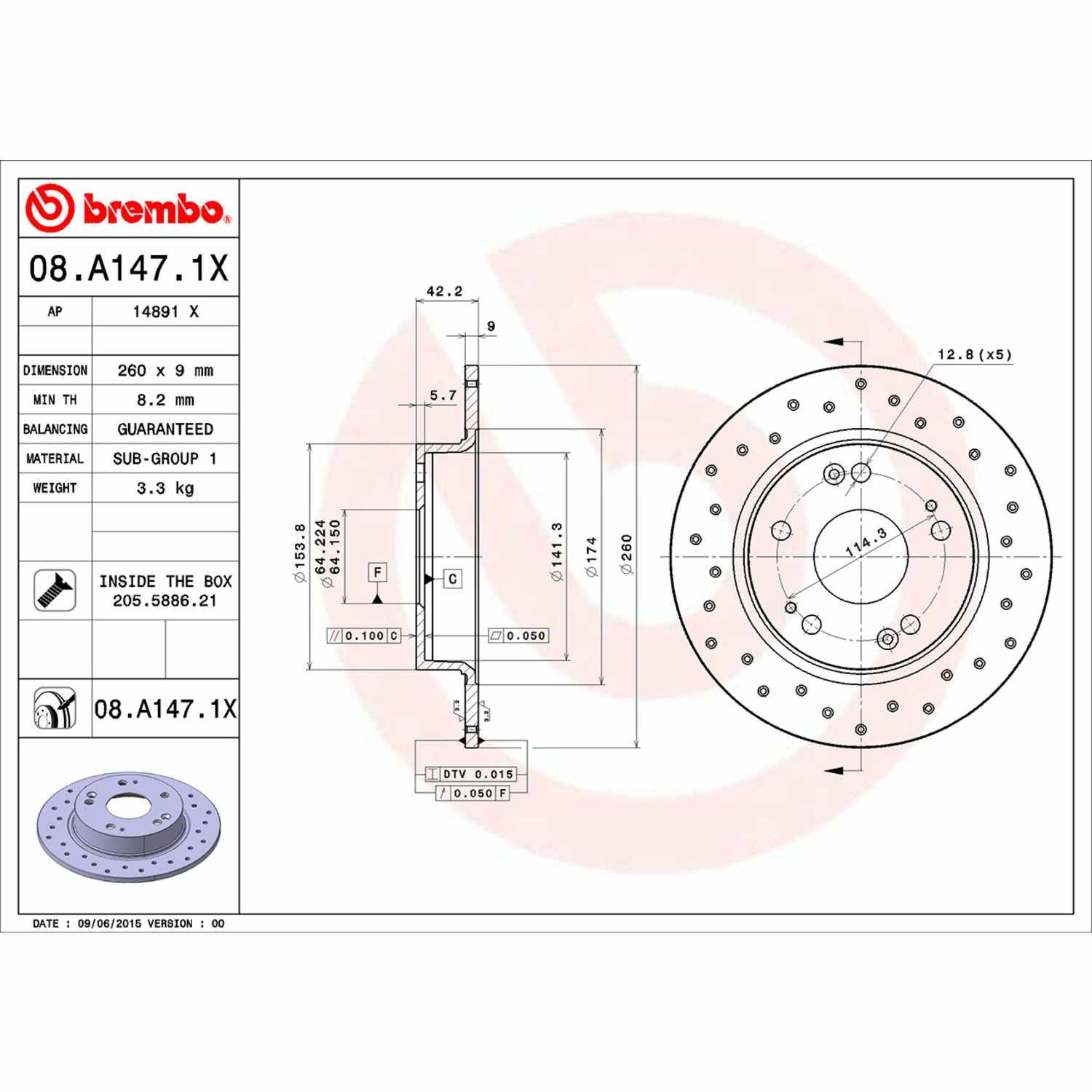 Brembo Disc Brake Rotor 08.A147.1X