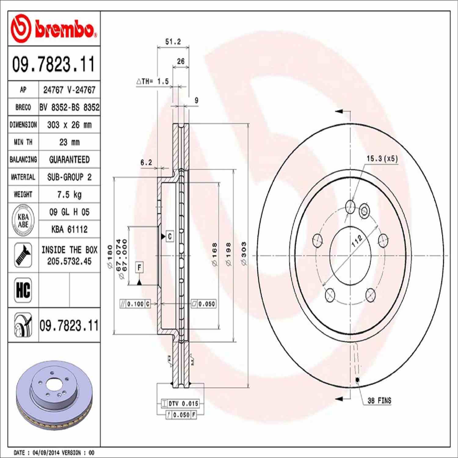 Brembo Disc Brake Rotor 09.7823.11
