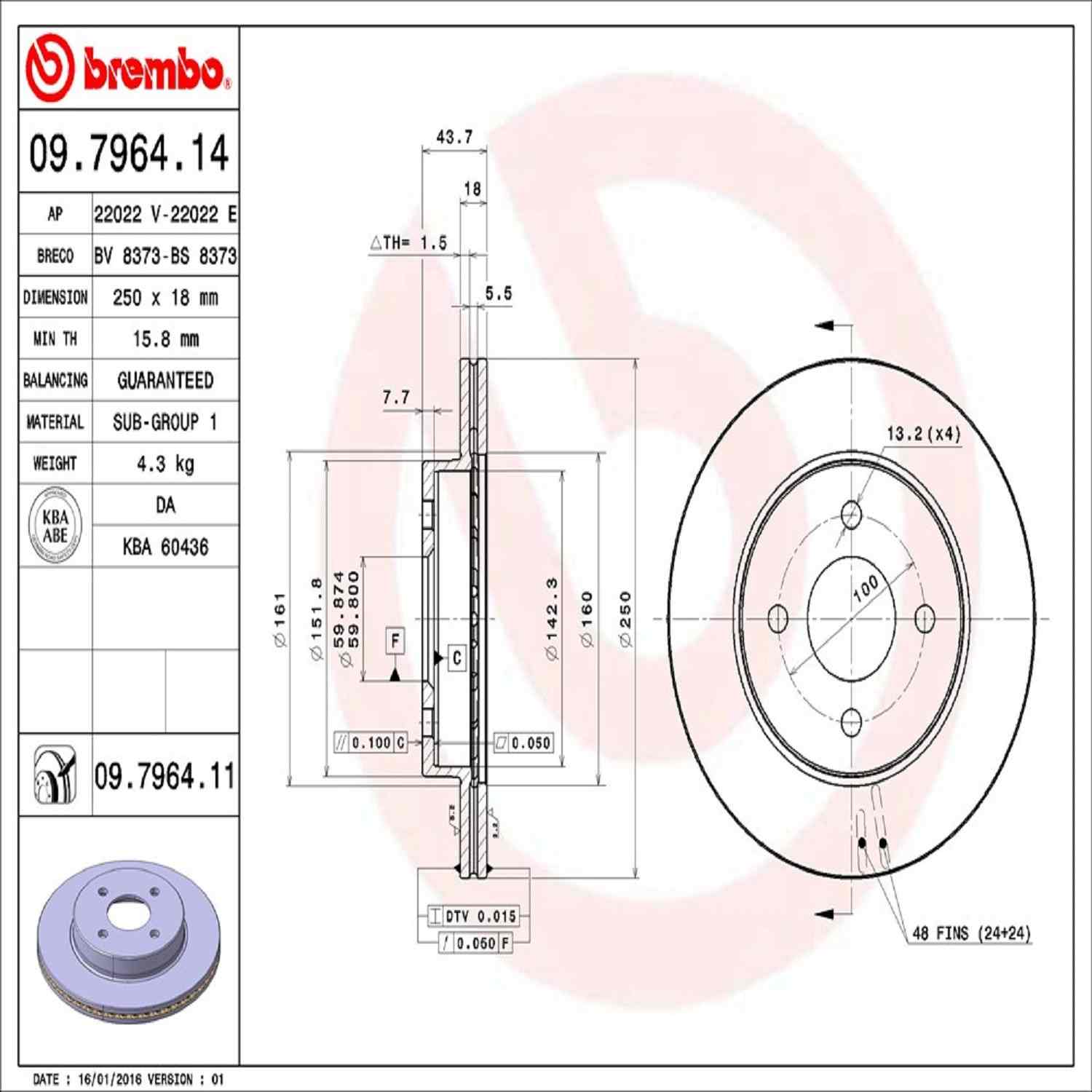 Brembo Disc Brake Rotor 09.7964.11