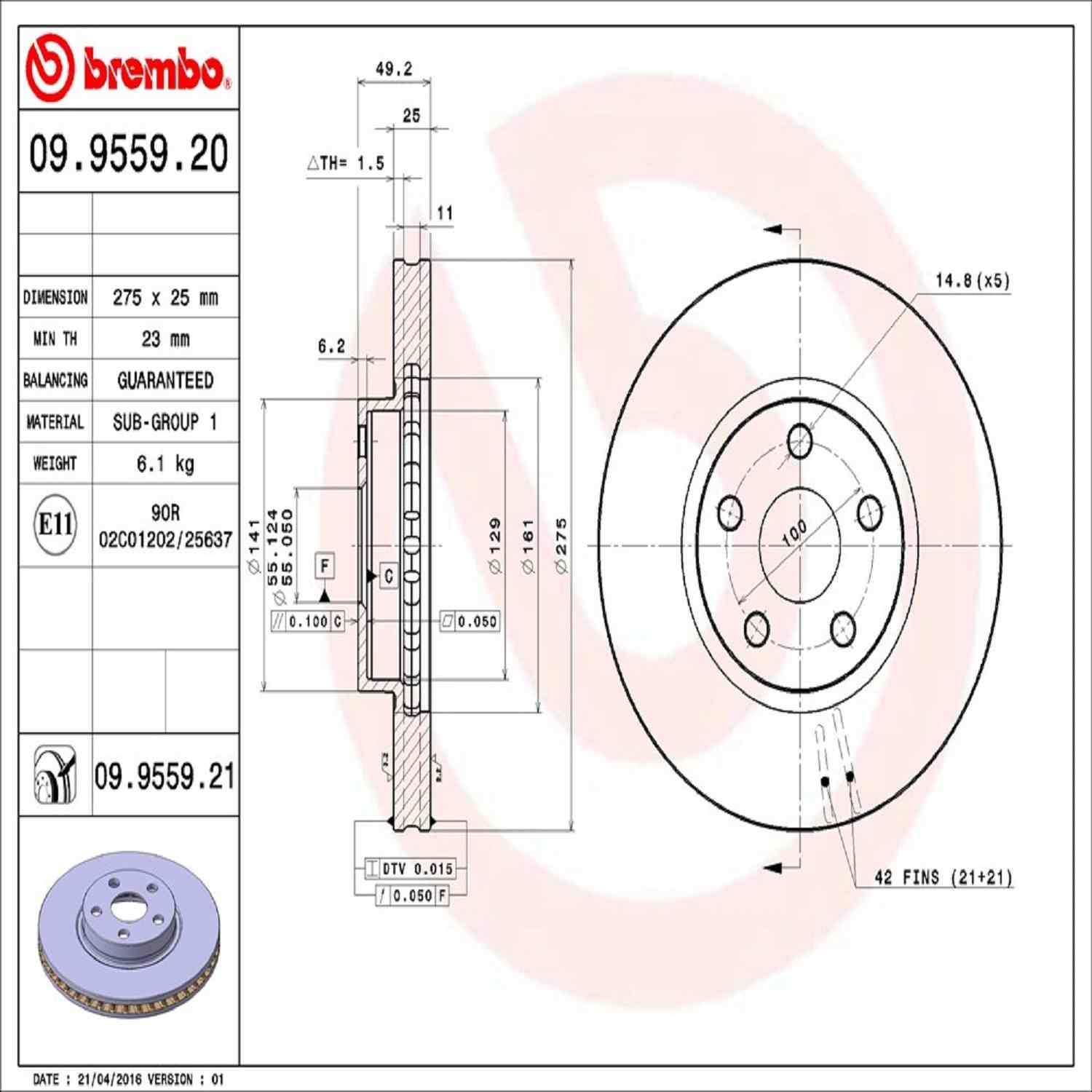 Brembo Disc Brake Rotor 09.9559.21