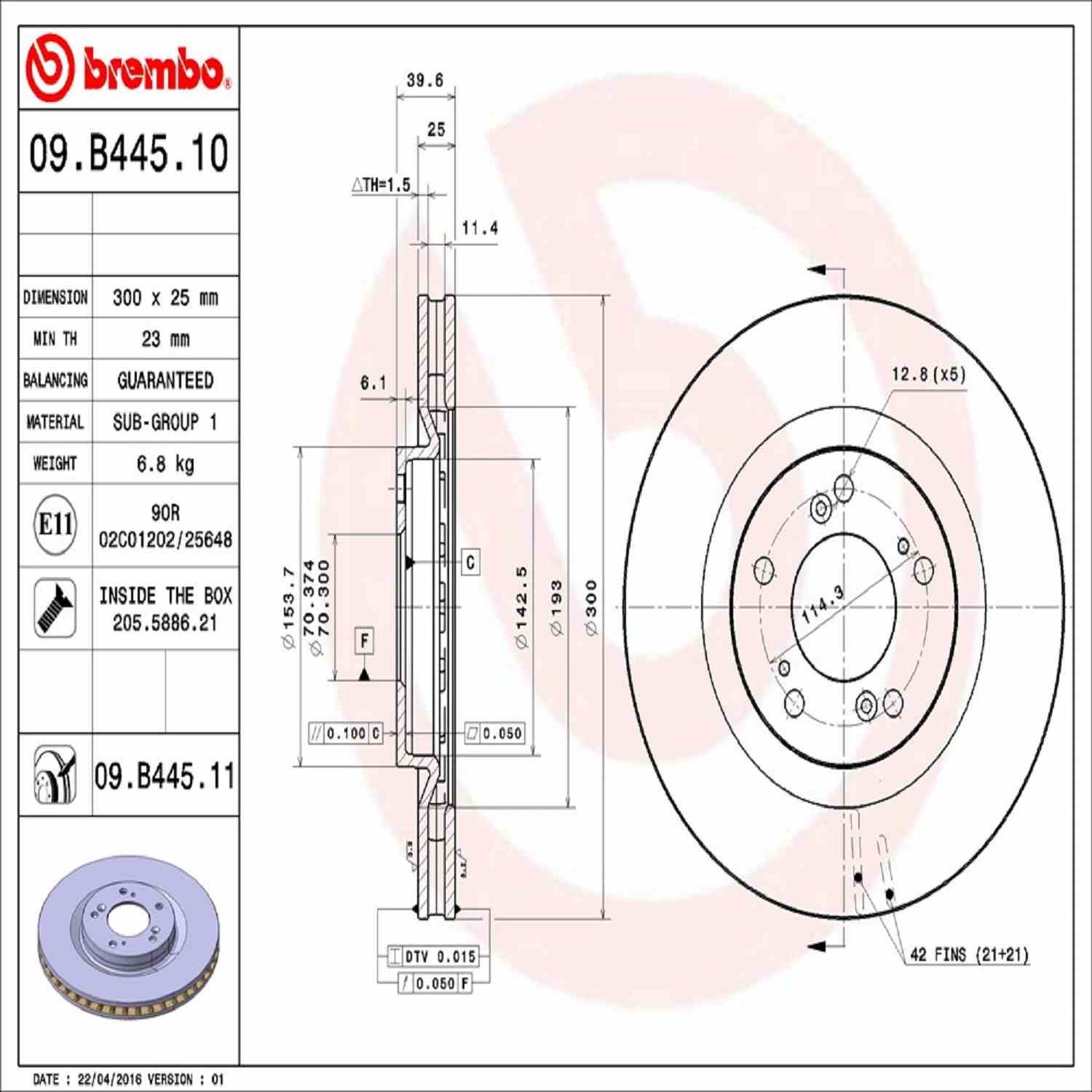 Brembo Disc Brake Rotor 09.B445.11
