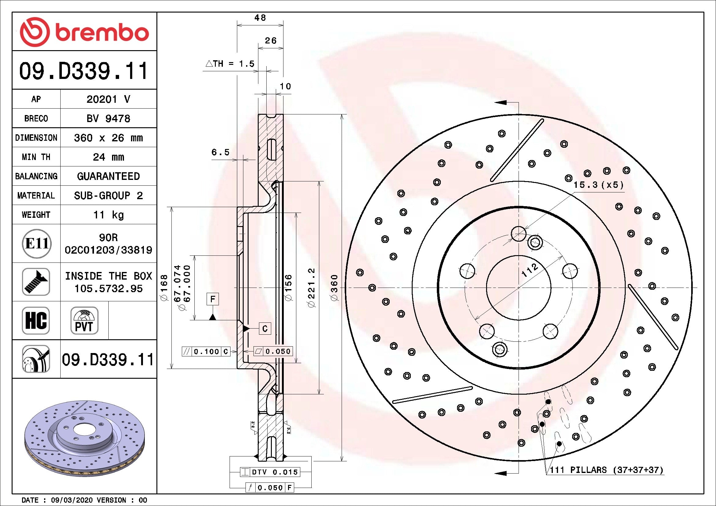 Brembo Disc Brake Rotor 09.D339.11