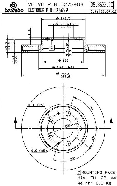 Brembo Disc Brake Rotor