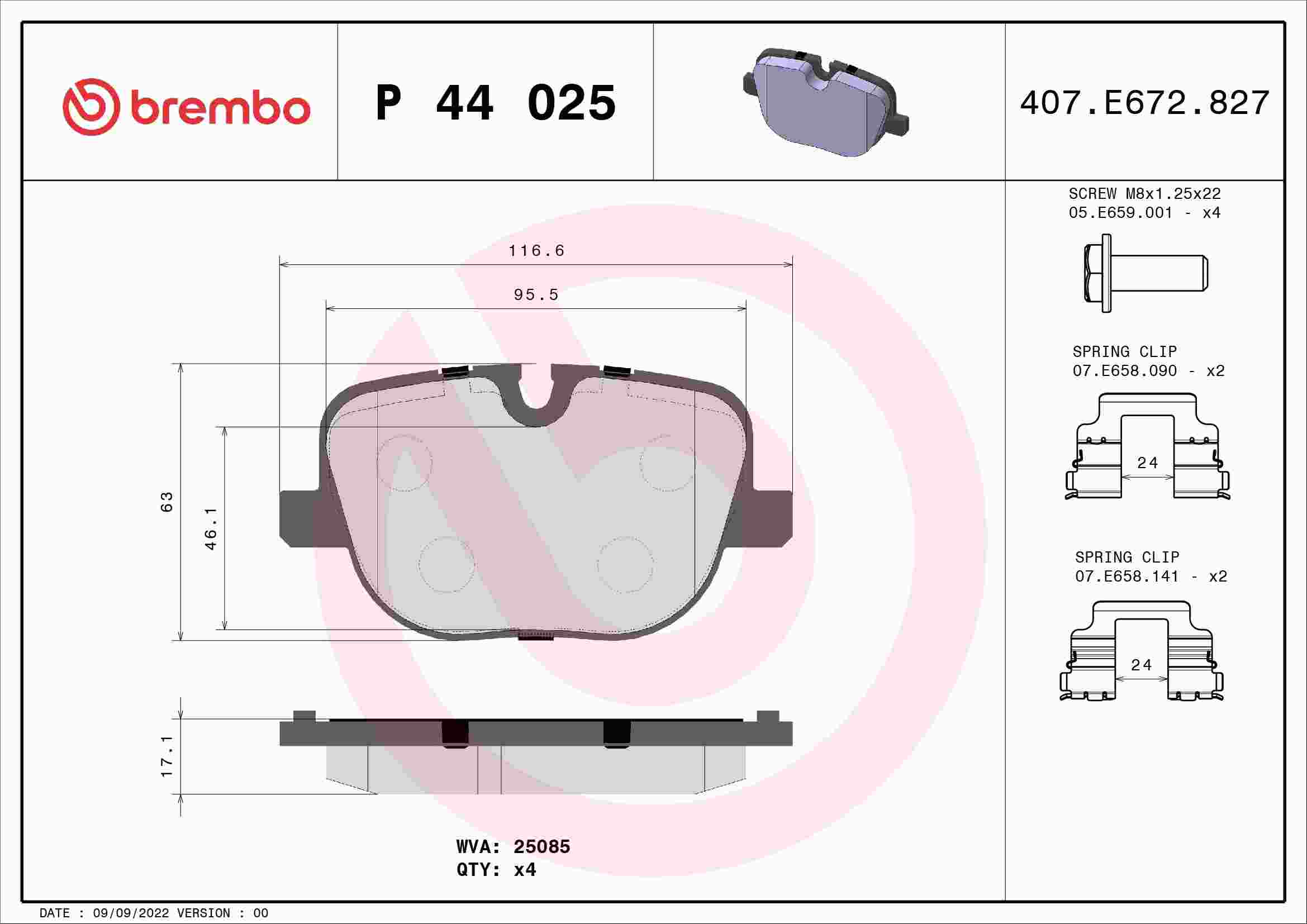 Brembo Disc Brake Pad Set P44025