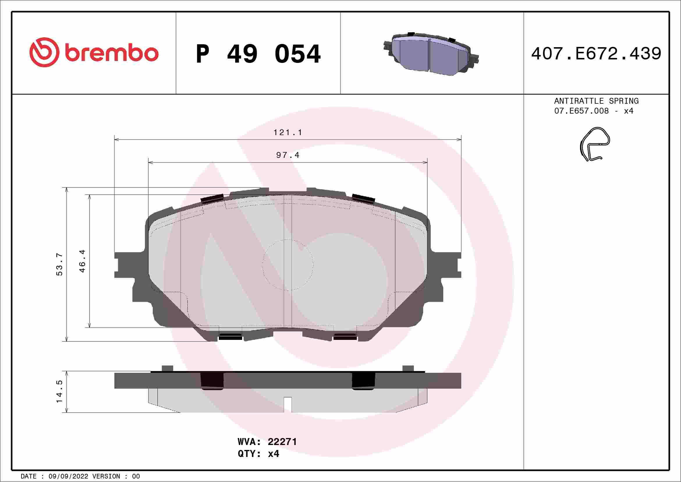 Brembo Disc Brake Pad Set P49054