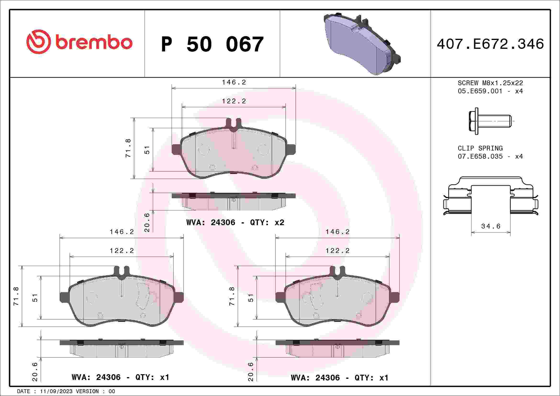 Brembo Disc Brake Pad Set P50067