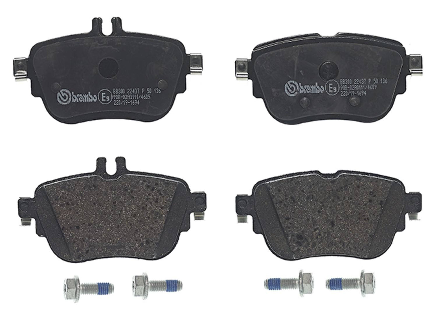 Brembo OE Brembo 17-19 Mercedes-Benz E300/2020 E350 Rear Premium Low-Met OE Equivalent Pad P50136