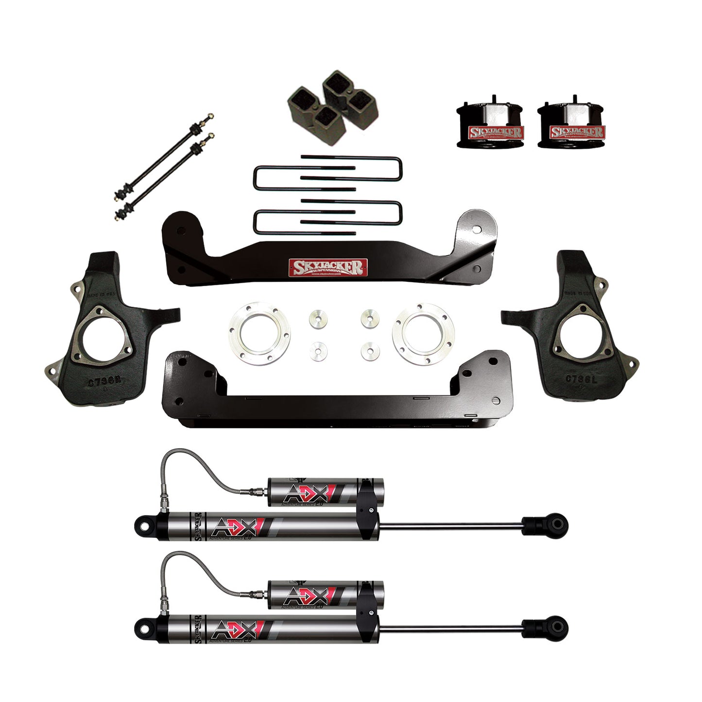 Skyjacker 14-18 GMC Silverado 1500 4in Suspension Lift Kit W/ ADX 2.0 Remote Reservoir Shocks C14460APK-X