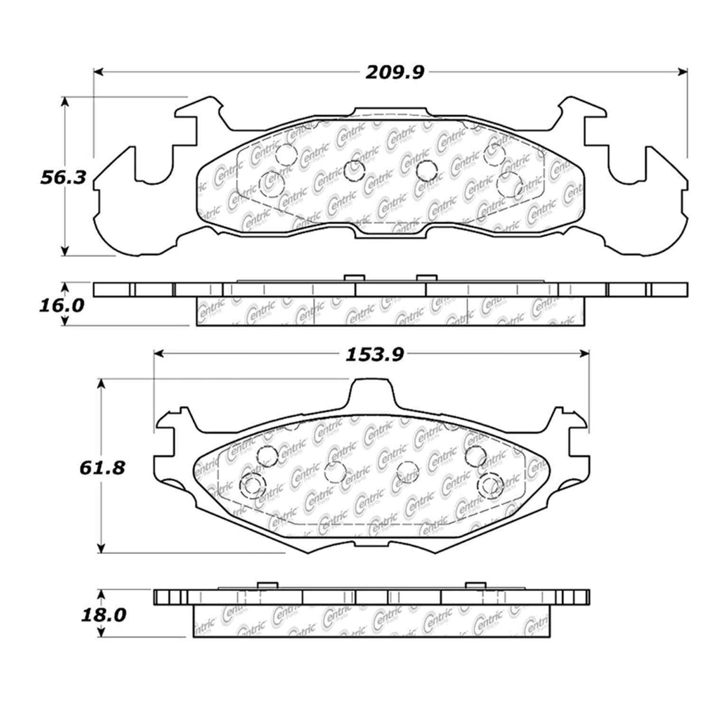 Centric Parts Disc Brake Pad Set Semi-Metallic with Shims for 1984-1990 Chrysler Daytona
