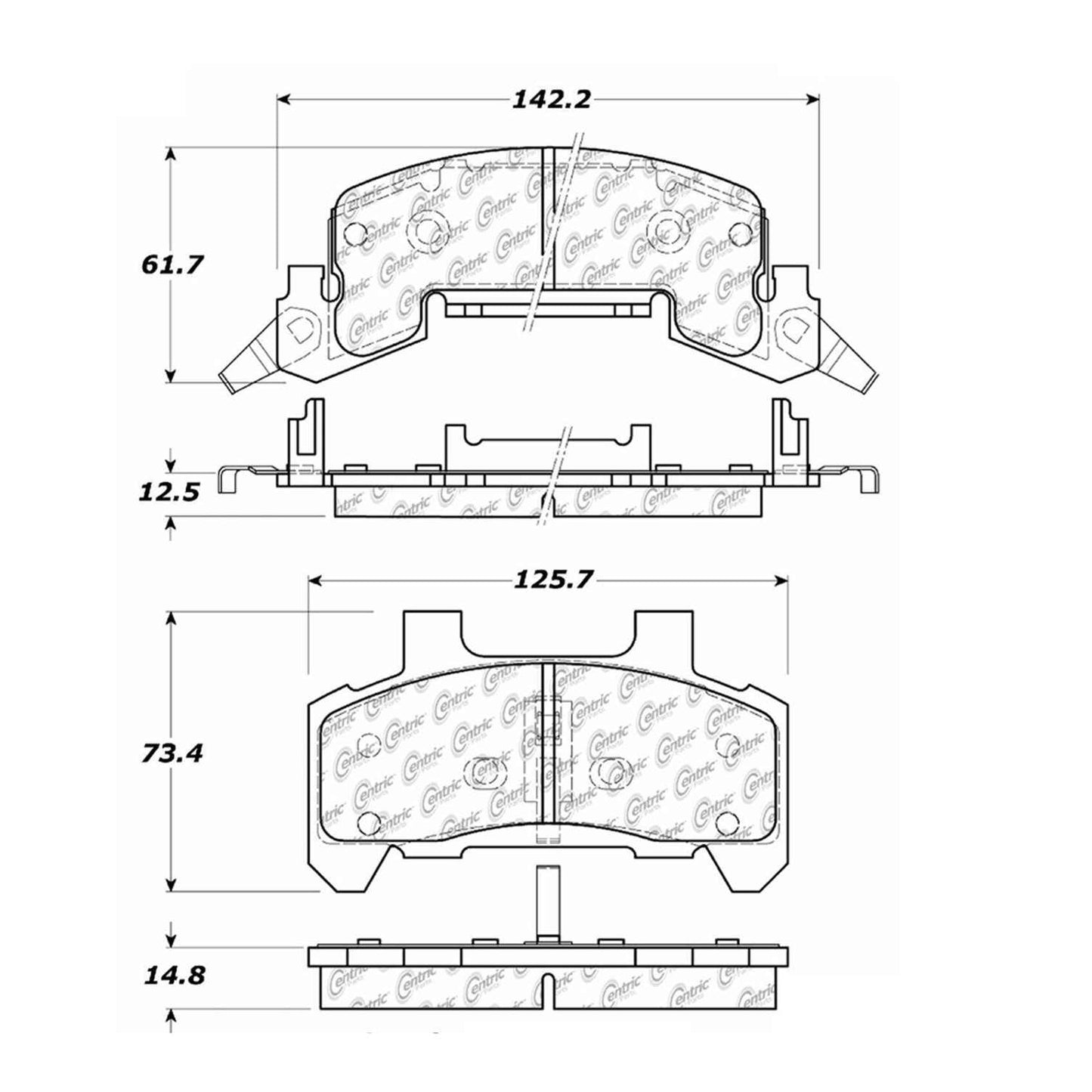 Centric Parts Disc Brake Pad Set Semi-Metallic with Shims for 1982-1991 Buick Models 102.02890