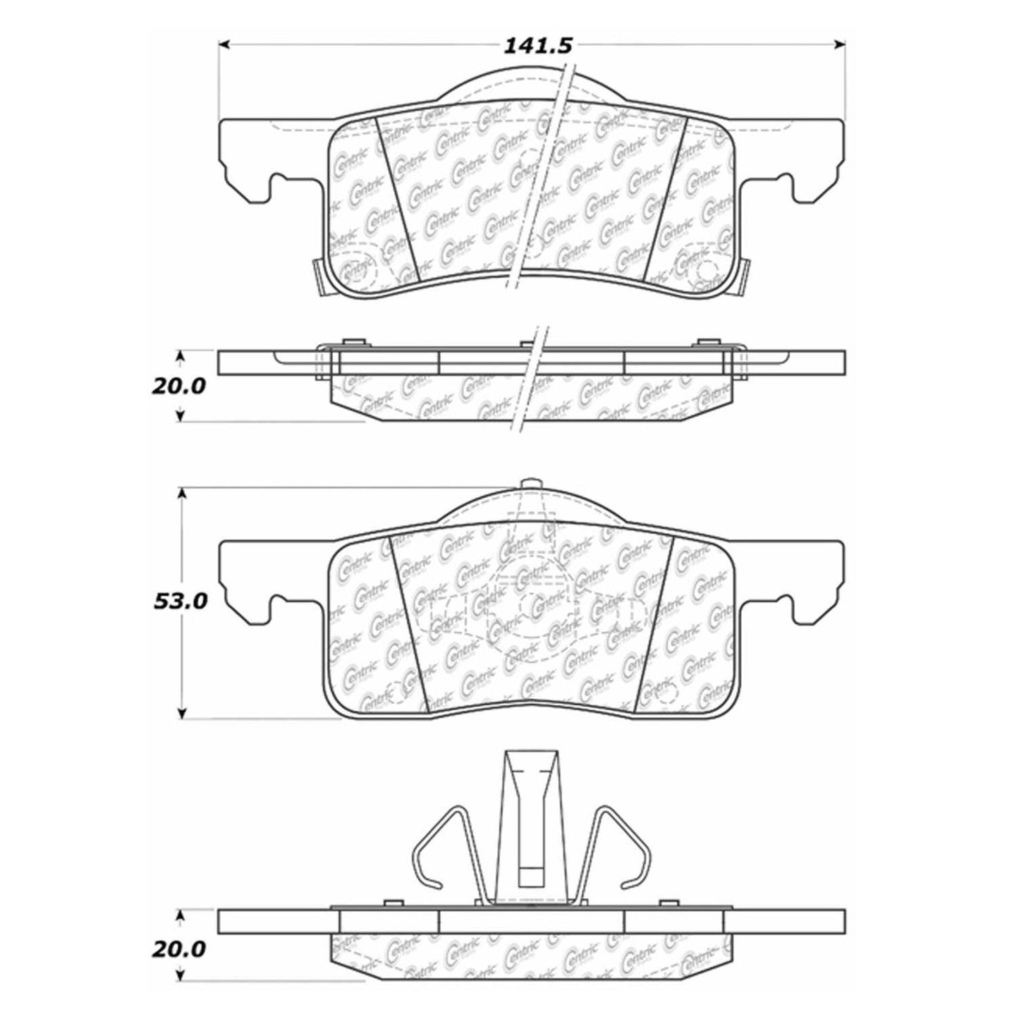 Centric Parts Disc Brake Pad Set with Semi-Metallic compounds 102.09350