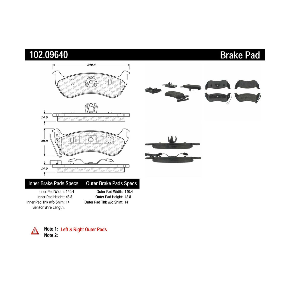 Centric Parts Disc Brake Pad Set 102.09640