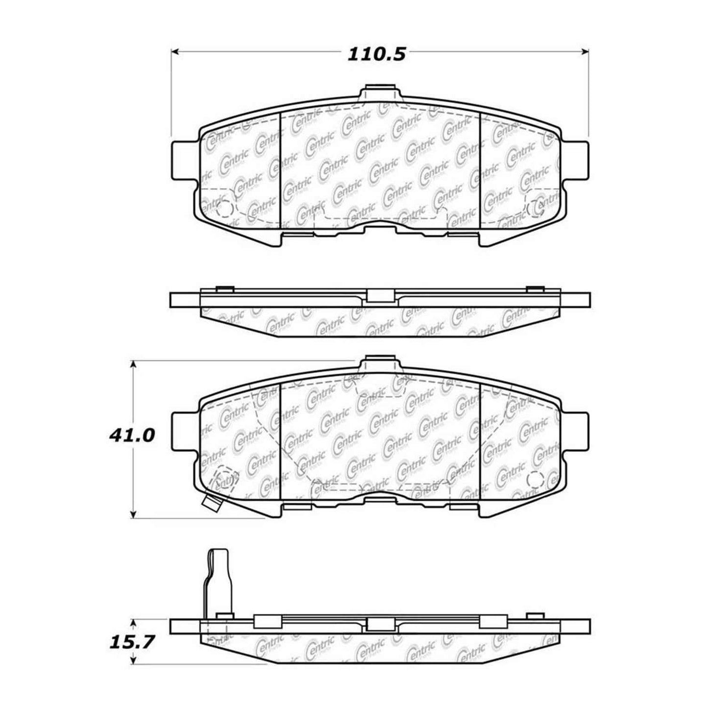 Centric Parts Disc Brake Pad Set with Semi-Metallic compounds 102.10730
