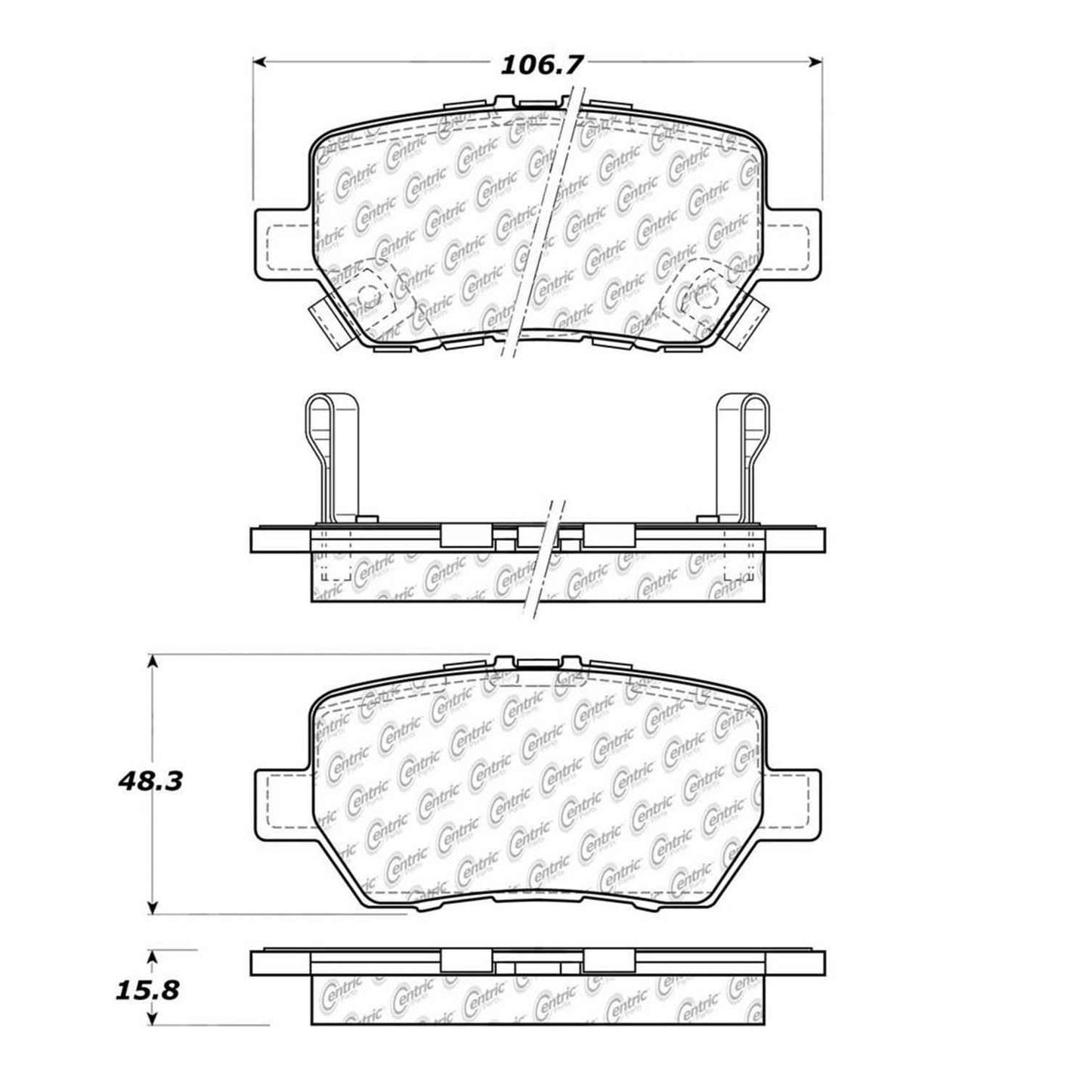 Centric Parts Disc Brake Pad Set Semi-Metallic with Shims for 2005-2012 Acura RL 102.10900