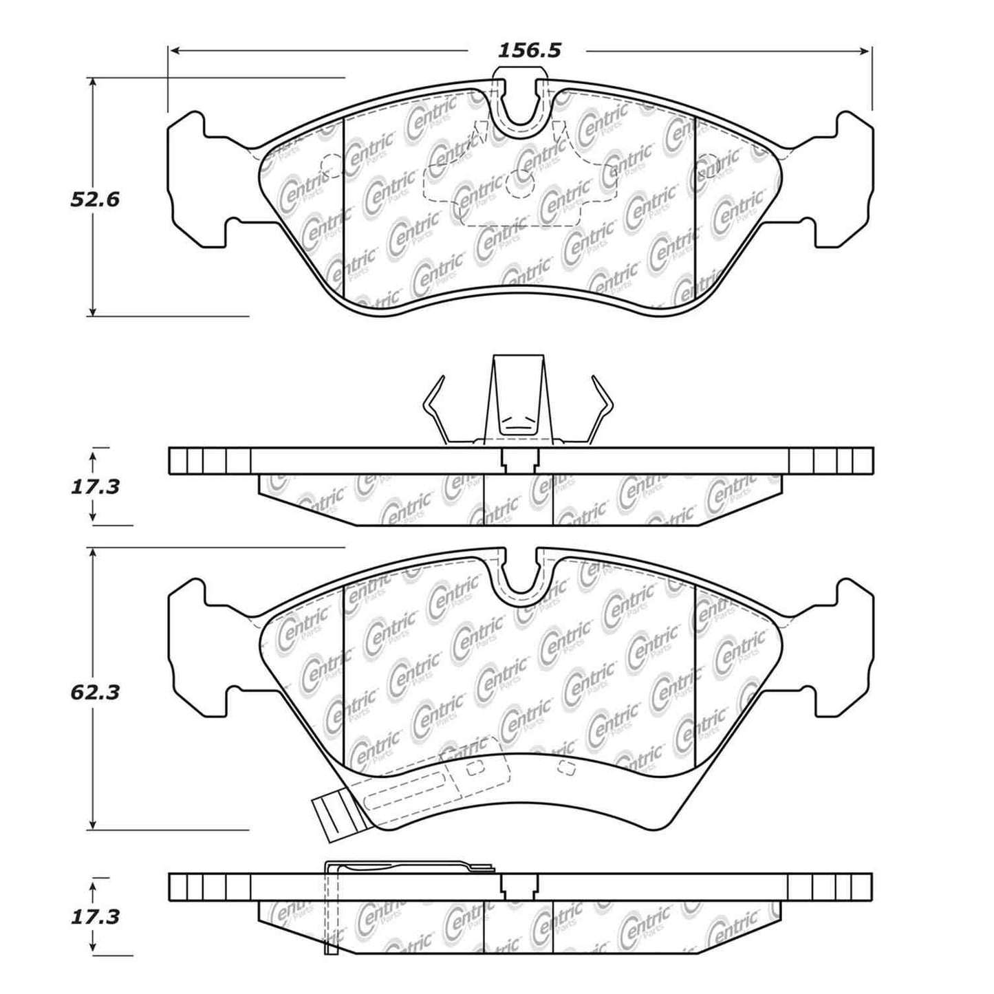 Centric Parts Disc Brake Pad Set Semi-Metallic with Shims for 2004-2006 Chevrolet Meriva 102.11890