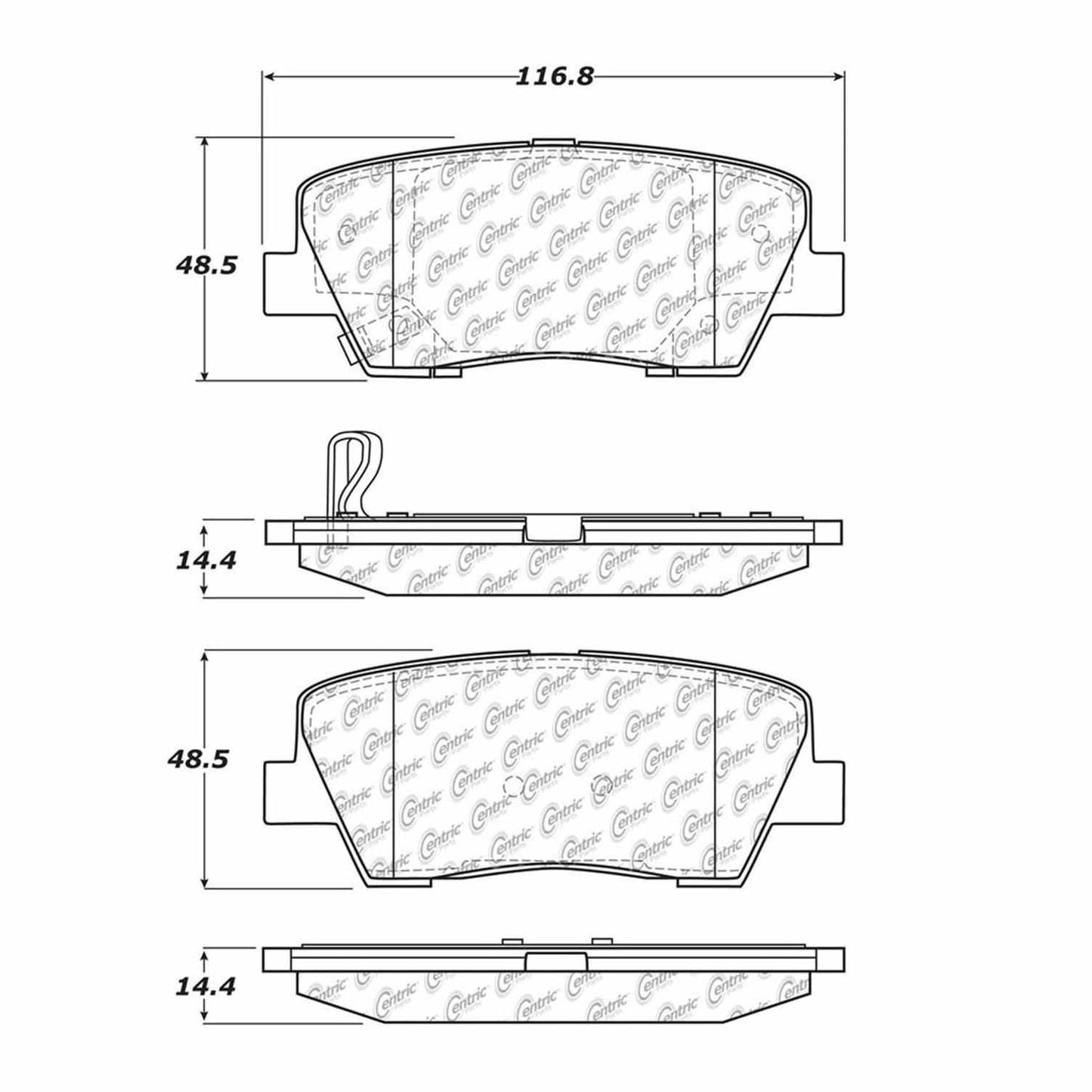 Centric Parts Disc Brake Pad Set Semi-Metallic with Shims for 2007-2017 Hyundai and Kia 102.12840